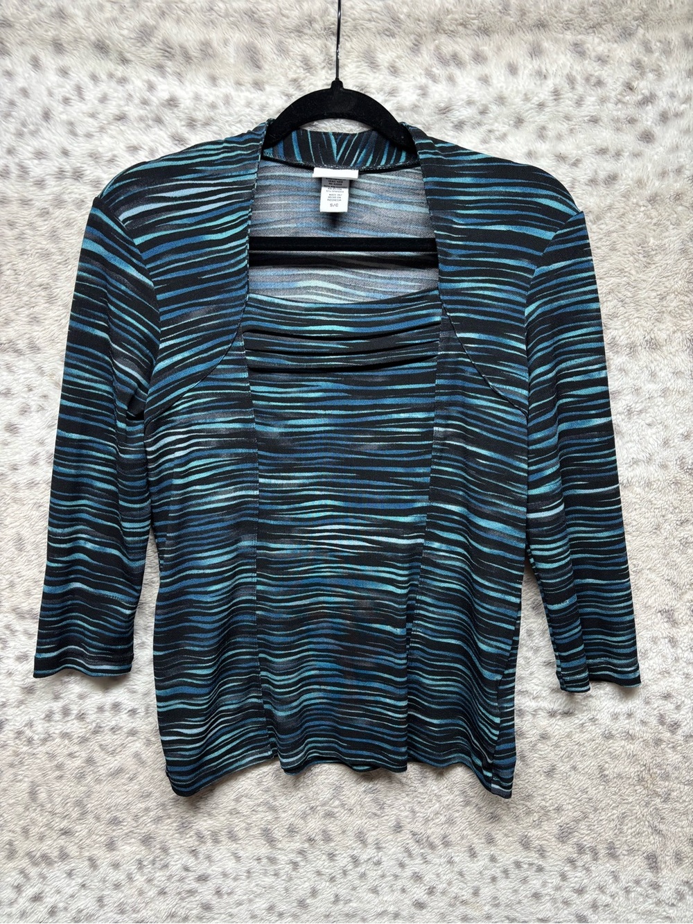 Y2K JACLYN SMITH 3/4 SLEEVE SQUARE NECKLINE TOP
